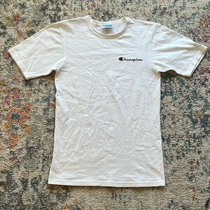 Mens Small White Champion Embroidered Short Sleeve Shirt